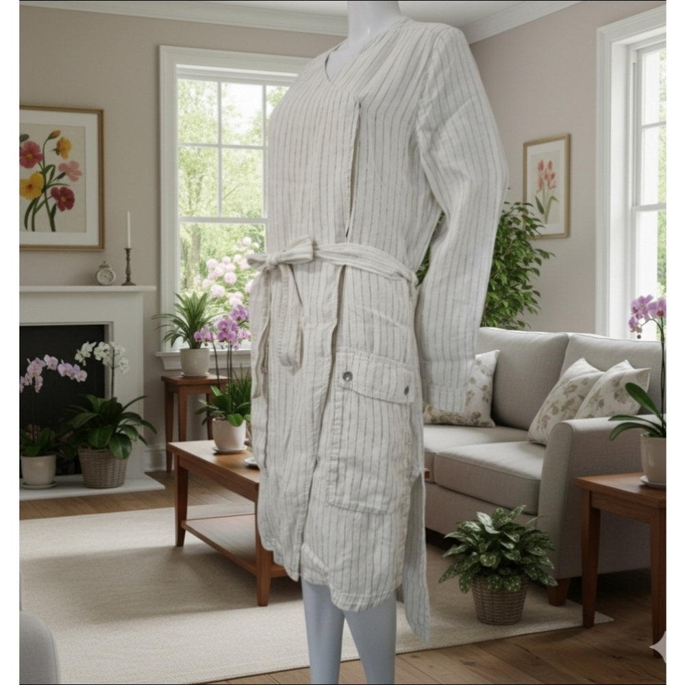Free People Cream Striped Jacket, L, GUC ✔️